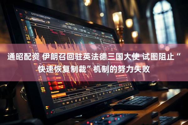 通昭配资 伊朗召回驻英法德三国大使 试图阻止“快速恢复制裁”机制的努力失败