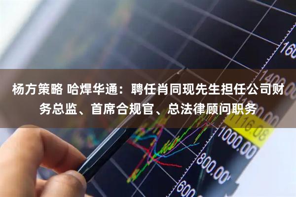 杨方策略 哈焊华通：聘任肖同现先生担任公司财务总监、首席合规官、总法律顾问职务